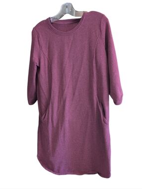 Hyba Women’s Pocket Dress Tunic Heather Berry 3/4 Sleeve Stretch Size Medium